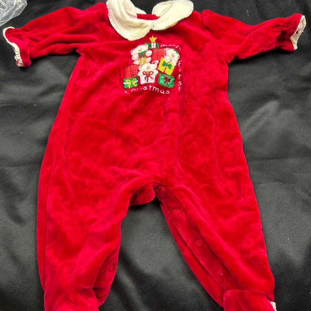 Bright Future Baby First Christmas Velour Footie Sleeper Red 3-6 Months